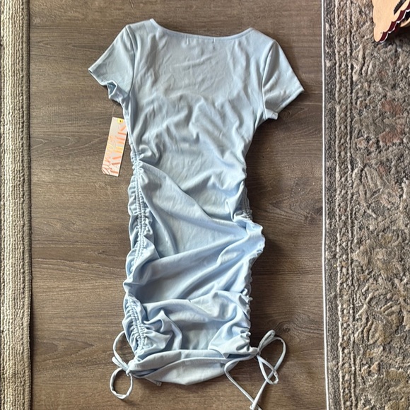 Light Blue Ruched Dress - Picture 4 of 4